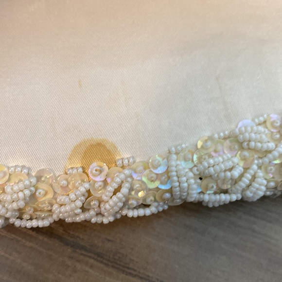 Cream Intricate Beaded Clutch - East West - Picture 4 of 6